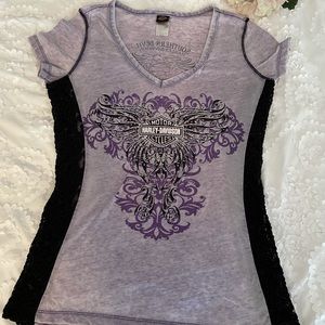 Lavender and Lace Harley Davidson T- Large